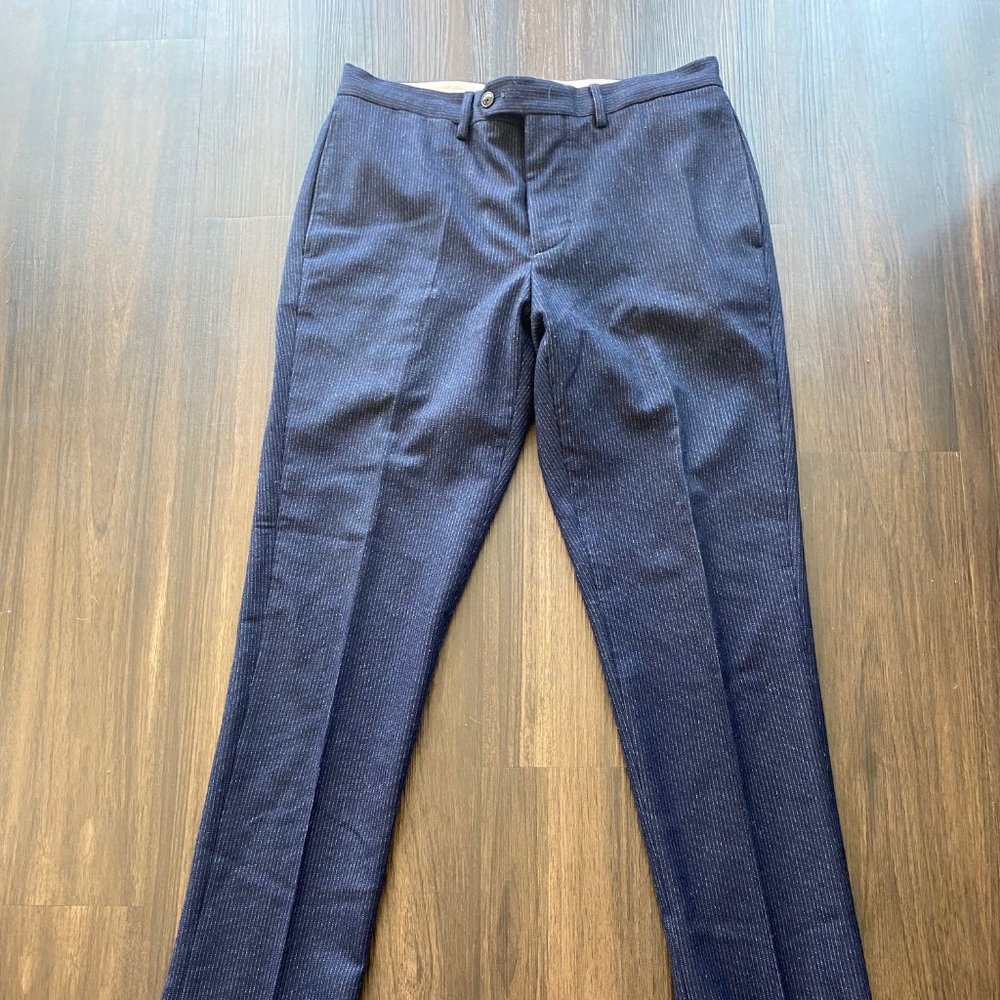Officine Generale Paul Pants - Wool Navy Pinstripe
